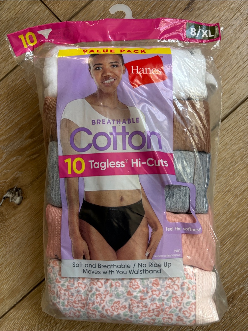Hanes Breathable Cotton Hi-Cut Briefs Womens 8/XL Tagless 10 Pack Multicolor